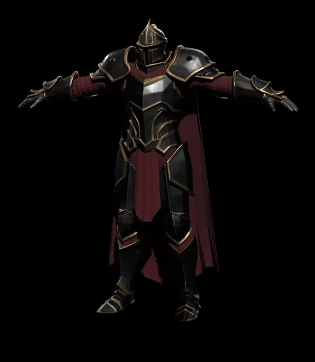 Armored knight as generated: a dense, fully textured 3D mesh